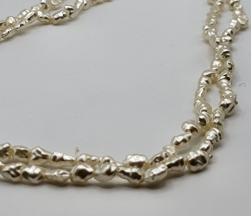 Extra Long Strand of Faux Baroque Pearl Necklace 36 in